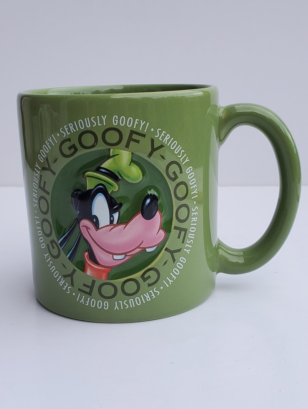 Disney Store Exclusive "Seriously Goofy" 3D Embossed Green Coffee Mug